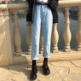 Joskaa Elastic Waist Jeans for Women High Wais Denim Harem Pants Casual Female Mom Jeans Korean Fashion 2021 Black Beige Blue