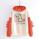 Joskaa EOENKKY Funny Shark Patchwork Hoodies Women Autumn Kawaii Sweatshirt Oversized 2024 Casual Long Sleeve Pullover Woman Sweatshirt