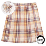 Joskaa Christmas Gift JMPRS Plaid Women Pleated Skirt Bow Knot Summer High Waist Preppy Girls Dance Mini Skirt Cute A Line Harajuku Sexy Japan Faldas