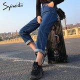 Joskaa Elastic Waist Jeans for Women High Wais Denim Harem Pants Casual Female Mom Jeans Korean Fashion 2021 Black Beige Blue