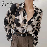 Joskaa Cow Print Button Up Shirts Women Long Sleeve Blouse Korean Fashion Clothes Chiffon Streetwear Fashion Tops Spring New