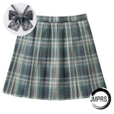 Joskaa Christmas Gift JMPRS Plaid Women Pleated Skirt Bow Knot Summer High Waist Preppy Girls Dance Mini Skirt Cute A Line Harajuku Sexy Japan Faldas