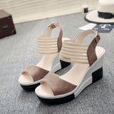 Joskaa 2024New Fashion Wedge Women Shoes Casual Belt Buckle High Heel Shoes Fish Mouth Sandals 2024 Luxury Sandal Women Buty Damskie