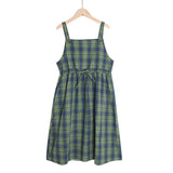 Joskaa Summer Spaghetti Strap Plaid Dress High Waist Sleeveless Long Women Dress Casual Loose Kawaii Dresses Lolita Sundress