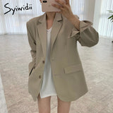 Joskaa Women Korean Blazer and Shorts 2 Piece Set Suit 2024 Spring Summer Office Suits Business Casual Loose Jacket Outfits