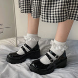 Joskaa Lolita High Platform Small Leather Shoes Spring Autumn Mary Janes Pumps Platform Wedges Sweet Gothic Punk Shoes Cosplay Shoes