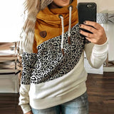 Joskaa Women Patchwork Hooded Sweatshirt Gradient Print  Autumn Winter Drawstring Long Sleeve Pullovers Casual Lady Sweatshirts Tops