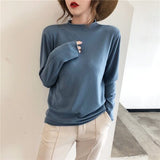 Joskaa Mock Neck Sweater Women Vintage Slim Jumper Soft Warm Knitted Pullover Long Sleeve Fall 2024 Pink Green Black Blue New