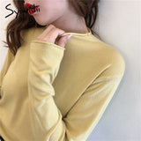 Joskaa Mock Neck Sweater Women Vintage Slim Jumper Soft Warm Knitted Pullover Long Sleeve Fall 2024 Pink Green Black Blue New