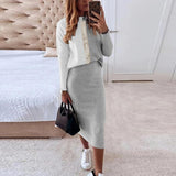Joskaa Women Elegant O-Neck Pullover Tops And Skirts Set Casual Long Sleeve Sweatshirt Outfits Fashion Print Lady Dress Two Piece Suits