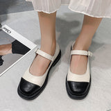 Joskaa Oraqwlj Lolita Shoes Retro College Wind Square Buckle Thick Uniform Shoes Big Size 35-43 Women Flats JK Mary Jane Leather Shoes