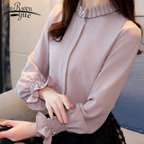 Joskaa Christmas Gift Spring 2020 fashion women blouses shirts OL chiffon blouse long-sleeved womens tops and blouses solid  female clothes 1016 40