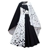 Halloween Joskaa Cruella De Vil Cosplay Costume Women Cruella Black White Polka Dot Gown Maid Dress Jacket Cruella Halloween Party Dress Set