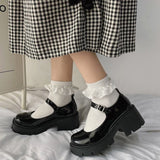 Joskaa Lolita High Platform Small Leather Shoes Spring Autumn Mary Janes Pumps Platform Wedges Sweet Gothic Punk Shoes Cosplay Shoes