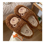 Joskaa 2024 Winter Women Slipper Lovely Bear Cartoon Plush Cotton Home Slippers Female Indoor Household Anti-Skid Thick Bottom Slipper