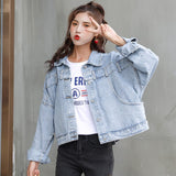 Joskaa Christmas Gift JMPRS Denim Women Short Jacket Autumn Long Sleeve Cotton Button Korean Jean Corpped Coat Loose Casual Fashion Female Clothes