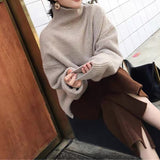 Back to College Joskaa Woman Sweater Autumn Winter 2024 Fashion Pullovers Long Sleeve Turtleneck Black Knitted Korean Tops Casual Loose Jumper