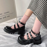 Joskaa Lolita High Platform Small Leather Shoes Spring Autumn Mary Janes Pumps Platform Wedges Sweet Gothic Punk Shoes Cosplay Shoes