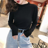 Joskaa Mock Neck Sweater Women Vintage Slim Jumper Soft Warm Knitted Pullover Long Sleeve Fall 2024 Pink Green Black Blue New