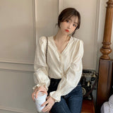 Joskaa New Sweet Women Tops Spring Autumn Korean Fashion Hollow Out Crochet Blouse Casual Long Sleeve lace Shirt Blusa Mujer 17076