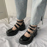 Joskaa Lolita High Platform Small Leather Shoes Spring Autumn Mary Janes Pumps Platform Wedges Sweet Gothic Punk Shoes Cosplay Shoes