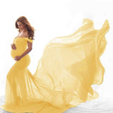 Joskaa Pregnant Dress New Maternity Photography Props For Shooting Photo Pregnancy Clothes Cotton+Chiffon Off Shoulder Half Circle Gown