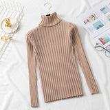 Joskaa Christmas Gift JMPRS Turtleneck Women Pullover Sweater Slim Elastic Autumn Knitted Jumper Fashion Long Sleeve Korean Ladies Top New 2024