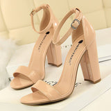 Joskaa New Women Sandals Patent Leather Women High Heels Shoes Sexy Women Pumps Fashion Wedding Shoes