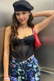 Joskaa Sexy Black Lace Corset Top Crop Backless 2024 Summer Y2K Tank Top Women Tube Sleeveless Cami Off Shoulder Brown