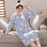 Joskaa Christmas Gift Nightgowns Women Plus Velvet Coral Fleece Warm Winter Soft Leisure Womens Korean Style Sweet Elegant Nightdress Sleepwear Trendy