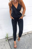 Joskaa New Arrival Sexy Off Shoulder Sleeveless Lace Up Belts Jumpsuits Summer Women Solid Casual Pockets Long Rompers Women Jumpsuits