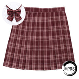 Joskaa Christmas Gift JMPRS Plaid Women Pleated Skirt Bow Knot Summer High Waist Preppy Girls Dance Mini Skirt Cute A Line Harajuku Sexy Japan Faldas