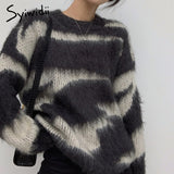 Joskaa Autumn Winter 2021 Woman Sweaters Vintage Fashion New Streetwear Pullovers Long Sleeve O-Neck Knitted Loose Long Jumper
