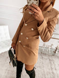 Joskaa hoco dresses Graduation Gift  2024 Office Lady Blazer Dress Women Casual Notched Collar A-Line Mini Dresses Robe Femme Long Sleeve Buttons Slim Party Vestido