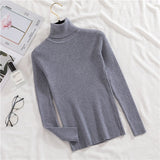 Joskaa Christmas Gift H.SA 2024 Women Turtleneck Sweater Basic Casual Solid Knit Jumper Korean Sweater Slim Pull Femme Top Elasticity Winter Pullovers