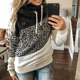 Joskaa Women Patchwork Hooded Sweatshirt Gradient Print  Autumn Winter Drawstring Long Sleeve Pullovers Casual Lady Sweatshirts Tops