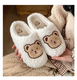 Joskaa 2024 Winter Women Slipper Lovely Bear Cartoon Plush Cotton Home Slippers Female Indoor Household Anti-Skid Thick Bottom Slipper