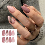 Joskaa 24pcs Leopard Theme Full Cover False Nail Tips 2024 New Style Black Brown Transparent Stiletto French Pearl Fake Nails With Glue