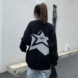 Joskaa Dark Gothic Letter Jacquard Oversized Loose Sweater Male Streetwear Female Hip Hop American Trendy Fashion Knitwear