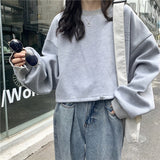 Joskaa Christmas Gift Nomikuma Letter Printing Sweatshirt Women O Neck Long Sleeve Casual Loose Crop Tops Korean BF Style Hoodies Outerwear