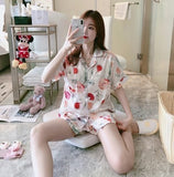 Joskaa Christmas Gift Silk Pajamas for Women Pyjama Satin Femme Night Star Moon Print Pajamas Set Shorts and Top Female Women's Home Suit Sleepwear