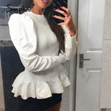 Back to College Simple elegant women's round neck solid white Long Sleeve Pullover Sweater  Autumn winter   female sweater ladies leisure jumper