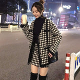 Joskaa Leiouna Woolen Suit Women's 2024 Autumn Winter New Korean Style New Channel Style Bird Plaid Woolen Coat Hip-Wrapped Skirt Suit