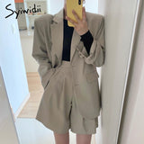 Joskaa Women Korean Blazer and Shorts 2 Piece Set Suit 2024 Spring Summer Office Suits Business Casual Loose Jacket Outfits