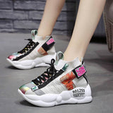 Joskaa Women Chunky Sneakers Platform 7Cm Thick Sole Ladies Casual Breathable Shoes Woman Web Celebrity Dad Female Fashion Sneakers W07