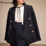 Joskaa Christmas Gift Kuzuwata Japanese Office Lady Jackets 2024 Early Autumn New Tailored Coat Solid Lapel Long Sleeve Double Breasted Pockets Blazer