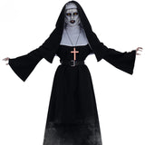 Halloween Joskaa Halloween Costumes For Women Scary Nun Cosplay Dress Black Virgin Mary Carnival Demonic Vestido Medieval