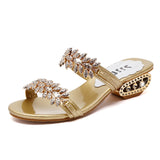 Joskaa  2024 Women Sandals Flip Flop Fashion Rhinestone Wedges Shoes Crystal High Heels Sandals Women Shoes Summer Casual Beach Sandals