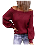 Joskaa Thanksgiving Gift Bikoles Sexy Off Shoulder Slash Neck Long Sleeve Autumn Winter Women's Sweater New Fashion Solid Loose Knitting Ladies Tops