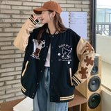 Joskaa Christmas Gift Harajuku Patchwork Baseball Coat women Cartoon Bear Embroidery Baseball Uniform female Loose Couple Bomber Jackets